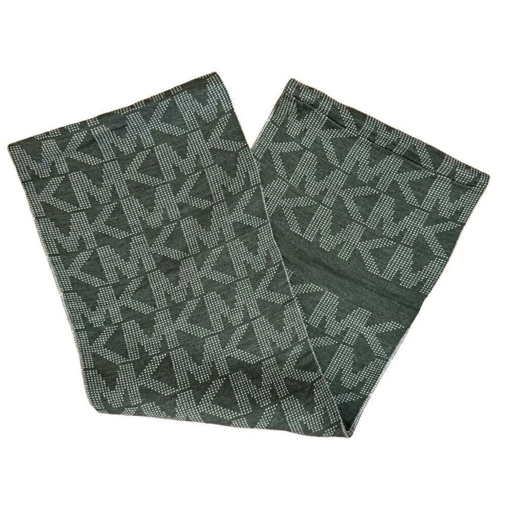 Michael Kors Charcoal Gray & White MK Logo Pin Dot Infinity Scarf